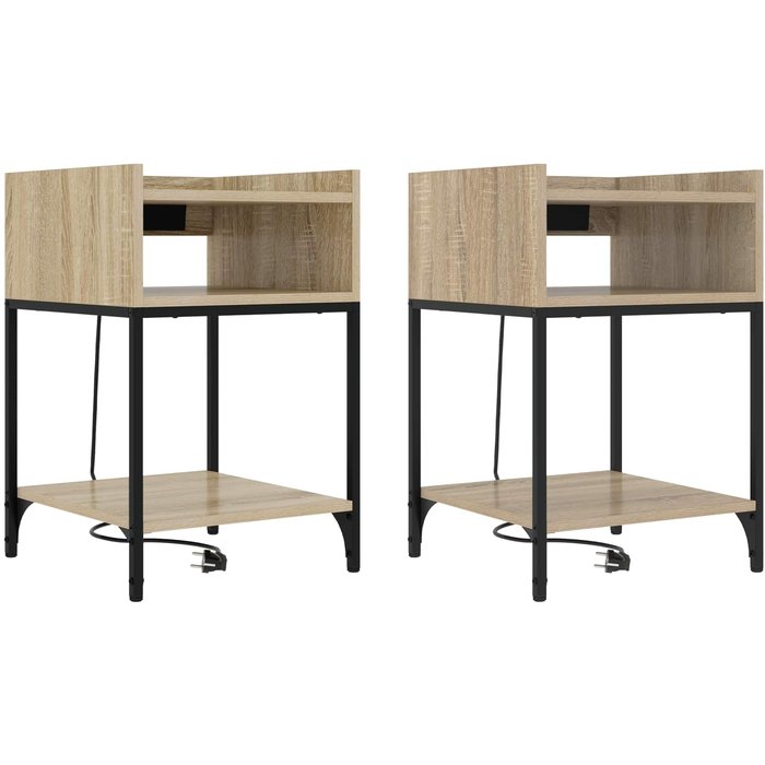 Mesita de noche de 2 piezas, roble sonoma, 40 x 40 x 61 cm