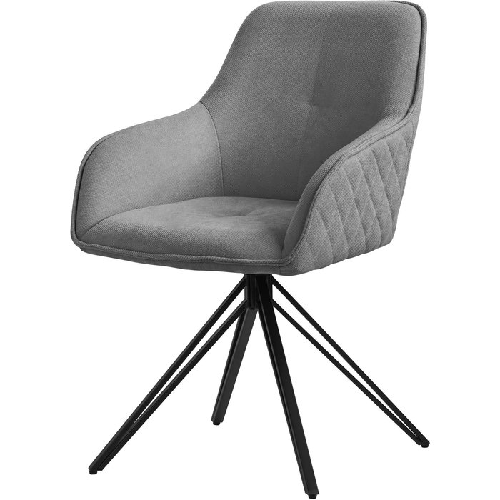 Sillas de comedor giratorio gris tela tejida asiento ergonómico y patas metal