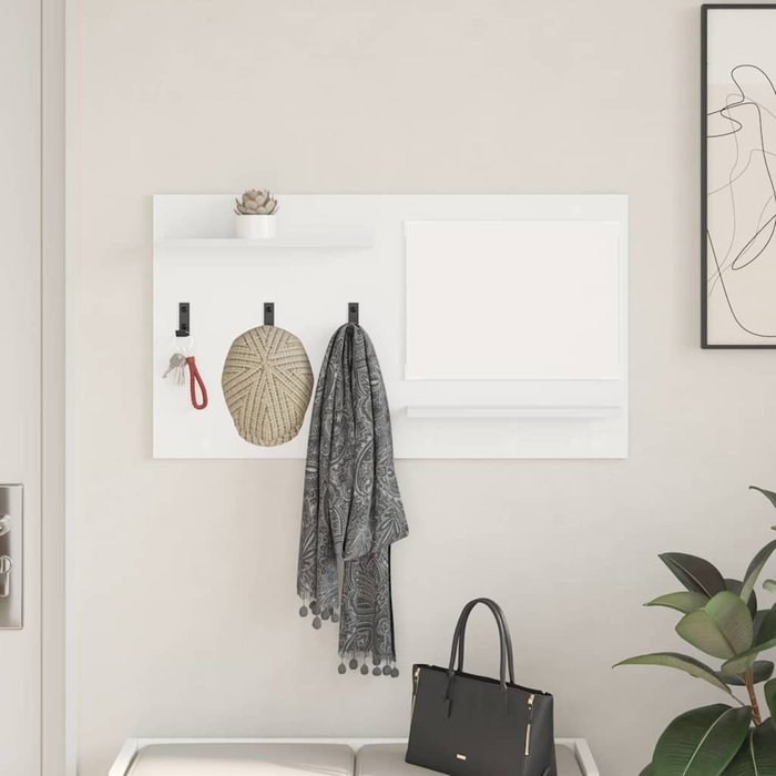 Perchero de pared blanco, 90 x 10 x 50 cm, madera de ingeniería.