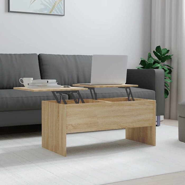 Mesa de centro sonoma de roble, 102 x 50,5 x 46,5 cm, madera de ingeniería.