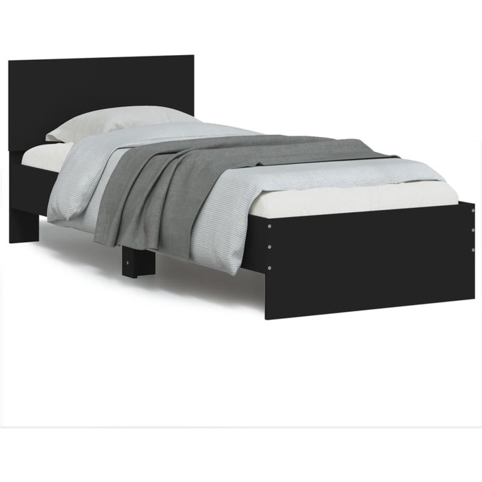 Estructura de cama sin colchón con cabecero negro 90x200 cm