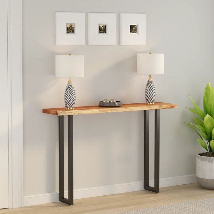 Tablero rectangular de madera maciza de acacia de 140x30x2,5 cm.