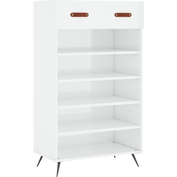 Mueble zapatero madera contrachapada blanco brillo 60x35x105 cm - comfortxl