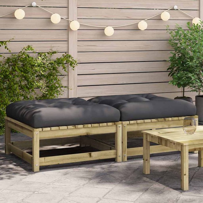 Taburetes de jardín con cojines 2 uds madera de pino impregnada vidaxl