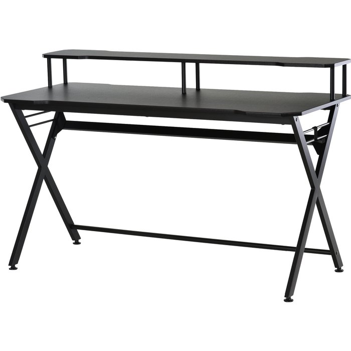 Mesa gaming escritorio con soporte monitor y auriculares 140x60x90cm negro