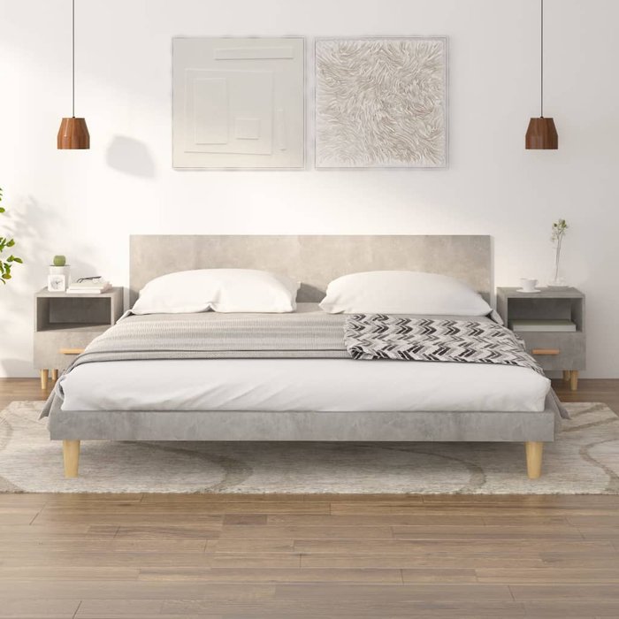 Mesitas de noche, 2 unidades, gris hormigón, 40x35x47 cm