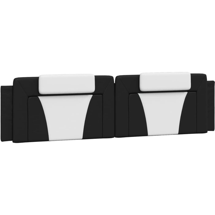 Cabecero de cama acolchado cuero sintético negro blanco 200 cm - comfortxl
