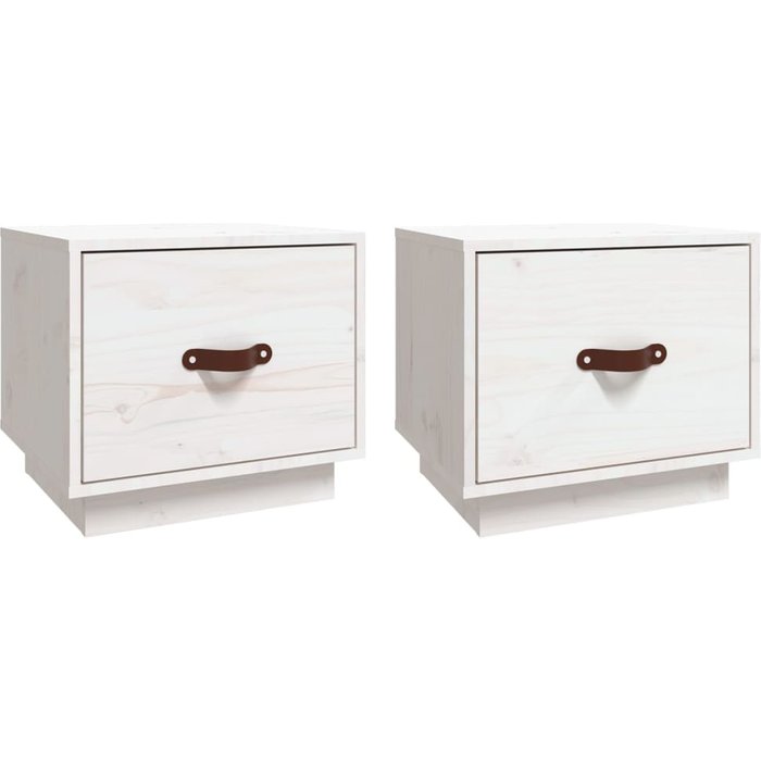 Mesitas de noche 2 uds madera maciza pino blanco 40x34x35 cm - comfortxl