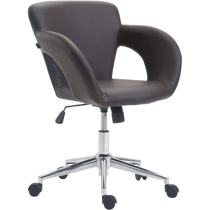 Silla de oficina sintética marrón con reposabrazos regulables en altura bur10344