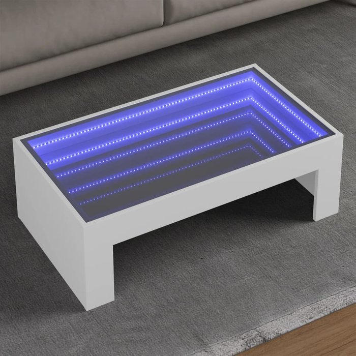 Mesa de centro con infinity led blanco 90x50x30 cm