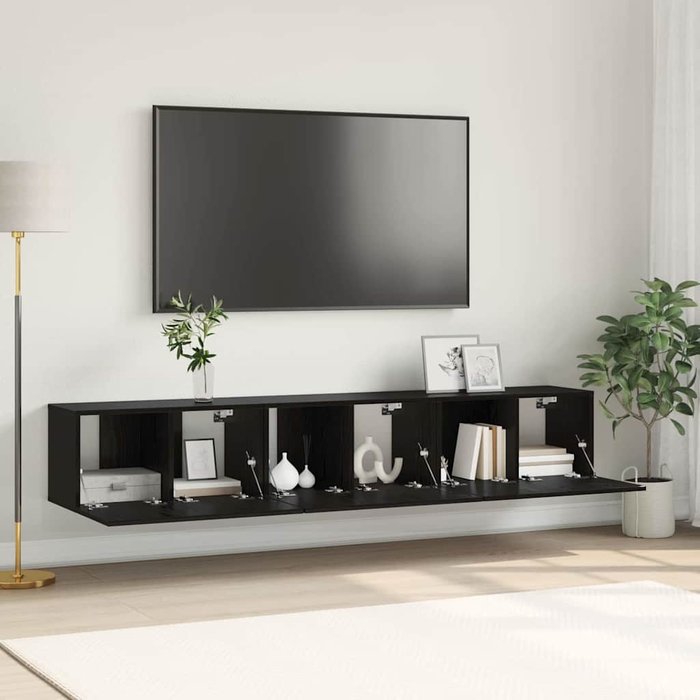 Gabinete de tv 3 pcs negro 60 x 30 x 30 cm madera contrachapada