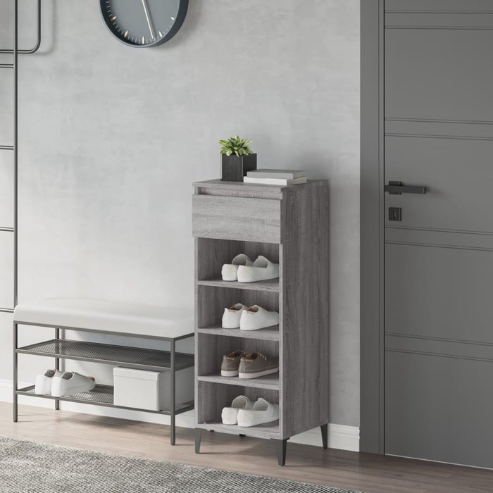 Mueble zapatero madera contrachapada gris sonoma 40x36x105 cm - comfortxl
