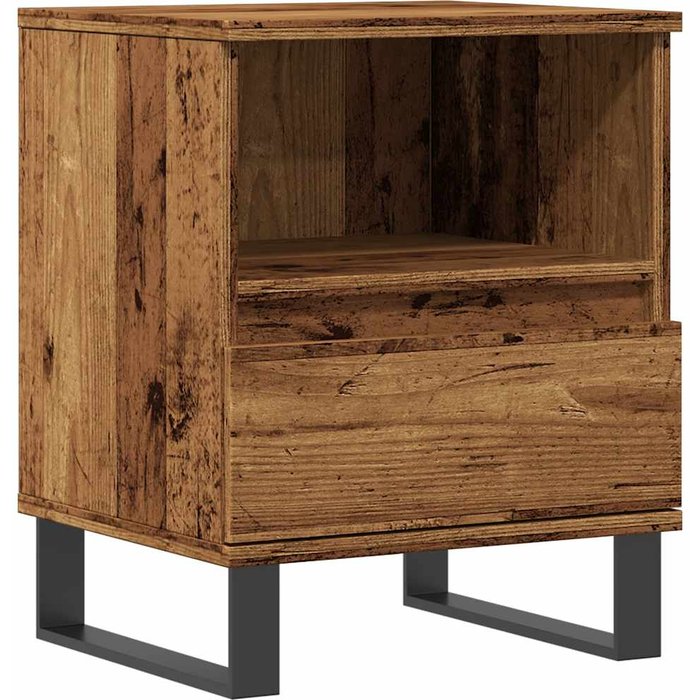 Mesita de noche madera ingeniería madera envejecida 40x35x50 cm - comfortxl