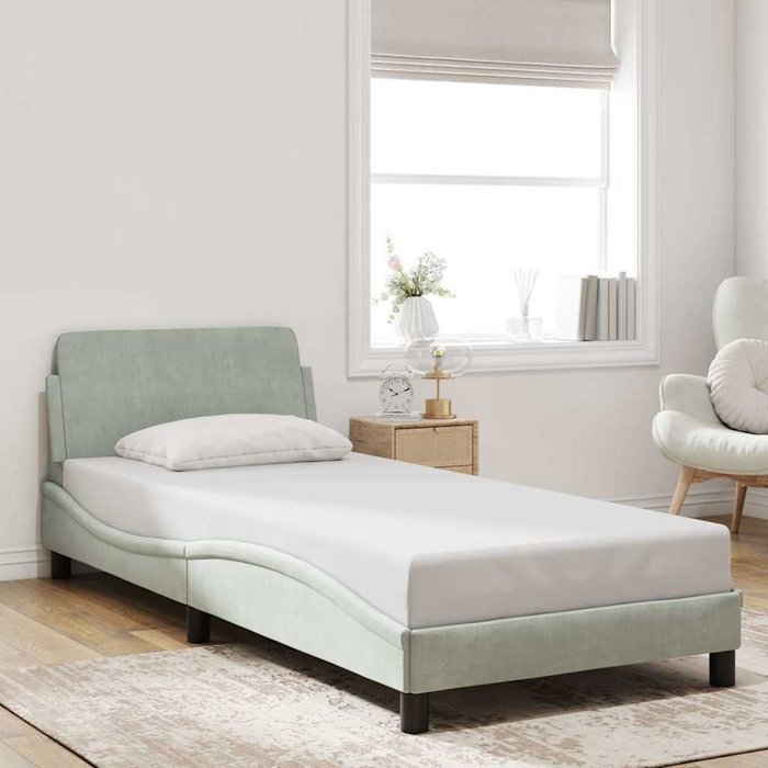 Estructura de cama dover terciopelo gris claro 90x200 cm vidaxl