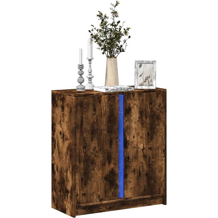 Maison exclusive - aparador con led madera ingeniería roble ahumado 77x34x85 cm