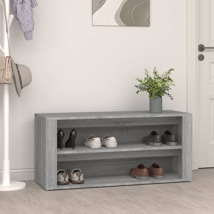 Zapatero hormigón gris 100x35x45 cm madera contrachapada