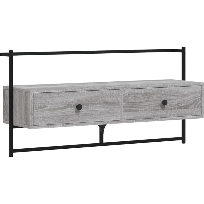 Mueble tv de pared gris sonoma de madera contrachapada 100,5x30x51 cm
