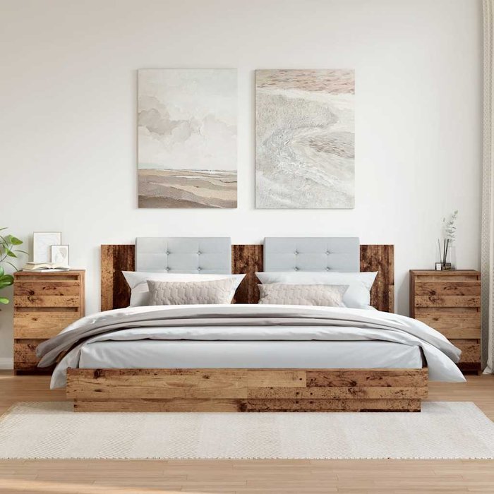 Mesitas de noche 2unidades madera ingeniería envejecida 40x35x62,5cm