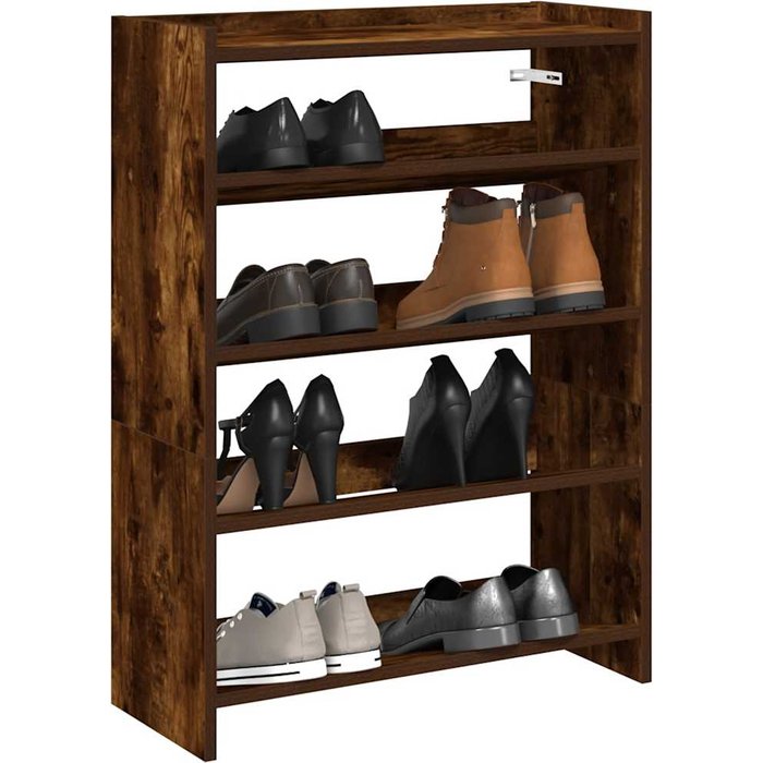 Zapatero de roble ahumado, 60x25x81 cm, madera de ingeniería.
