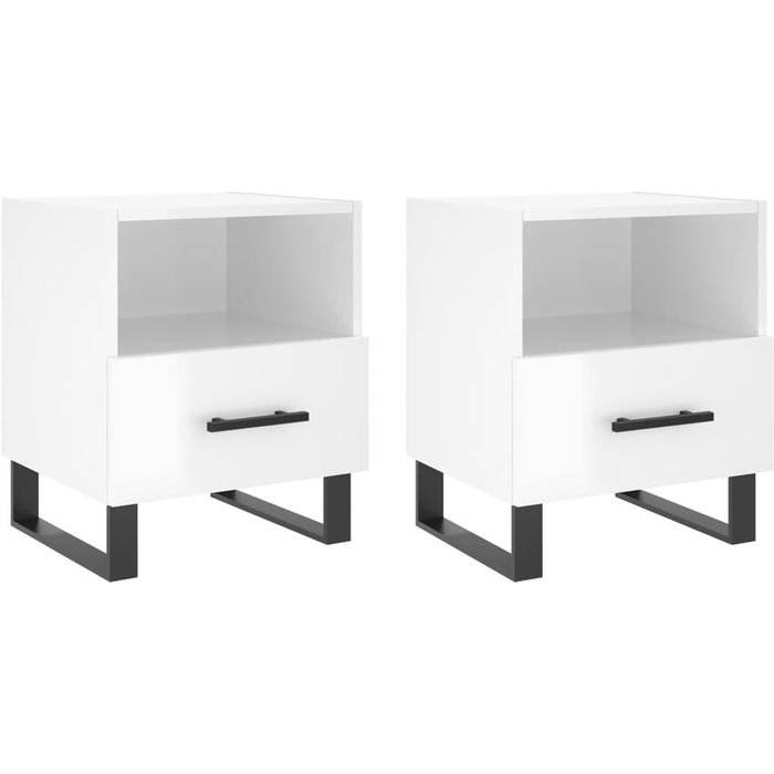 Mesitas de noche 2 piezas blanco brillo 40x35x47,5 cm