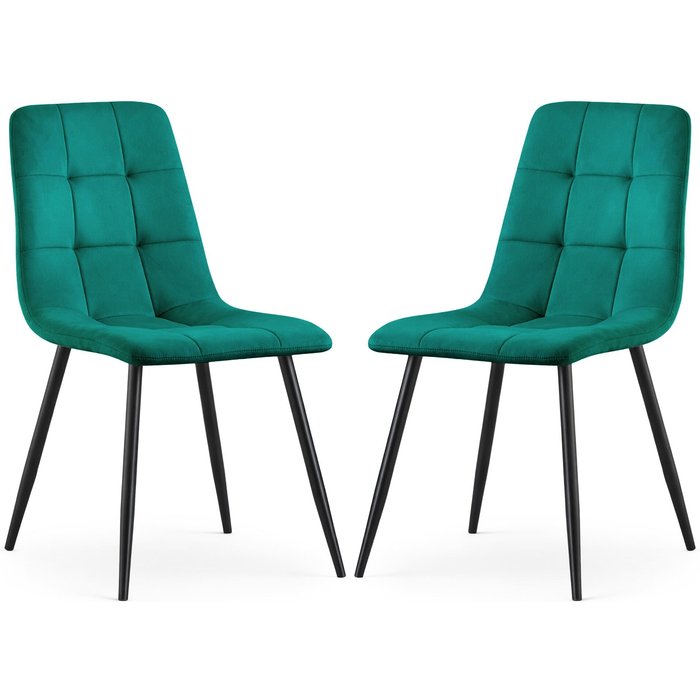 Set de 2 sillas acolchadas nero verde botella patas negras