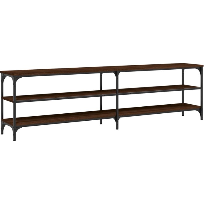 Mueble tv roble marrón 180x30x50 cm madera contrachapada y metal