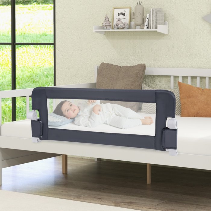 Barrera cama infantil plegable 120x40,5x42cm gris - protección nocturna segura