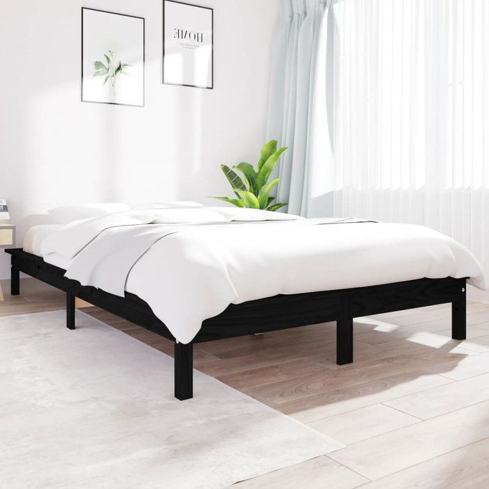 Maison exclusive - estructura de cama de madera maciza de pino negro 140x190 cm