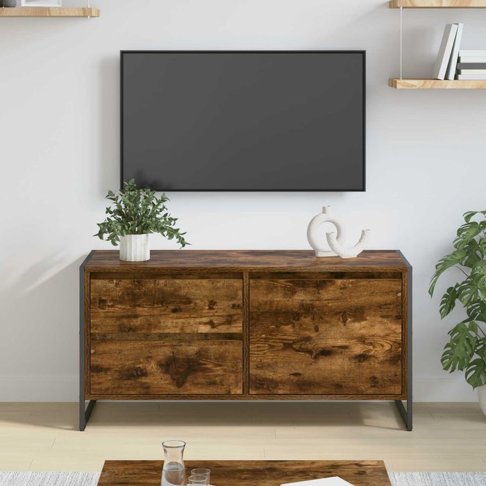 Mueble de tv de roble ahumado 100 x 36 x 49,5 cm madera de ingeniería