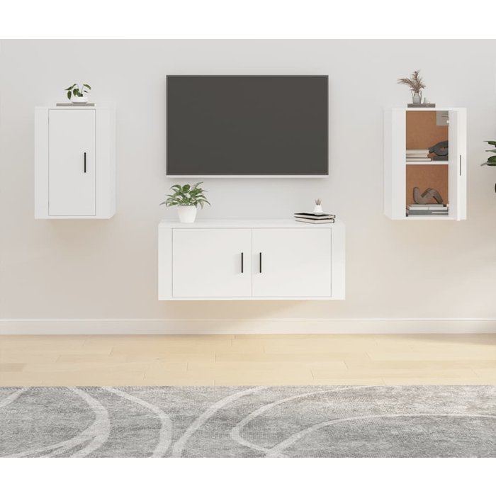 Mueble de tv de pared de 2 piezas, blanco, 40x34,5x60 cm