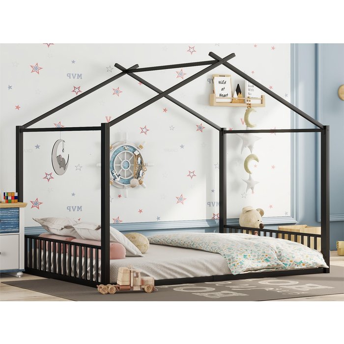 Cama cabina 140x200 cm - estructura de hierro - negro