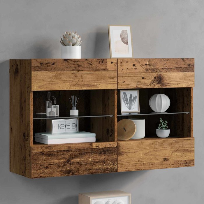 Mueble de tv de pared, madera antigua, 98,5 x 30 x 60,5 cm