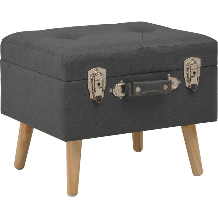 Taburete con almacenaje 40 cm tela gris oscuro - comfortxl