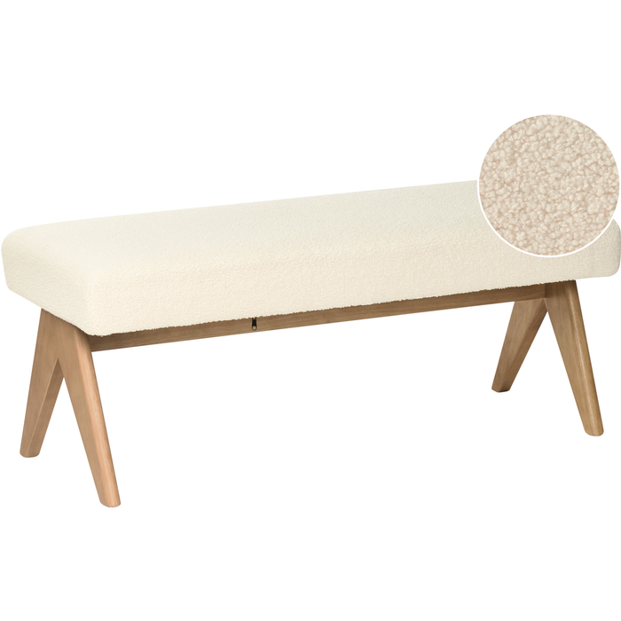 Beliani banco tamre bouclé blanco crema/marrón oscuro