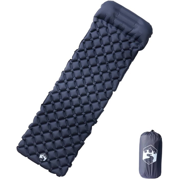 Maison exclusive - colchón de camping inflable con almohada 1 persona gris