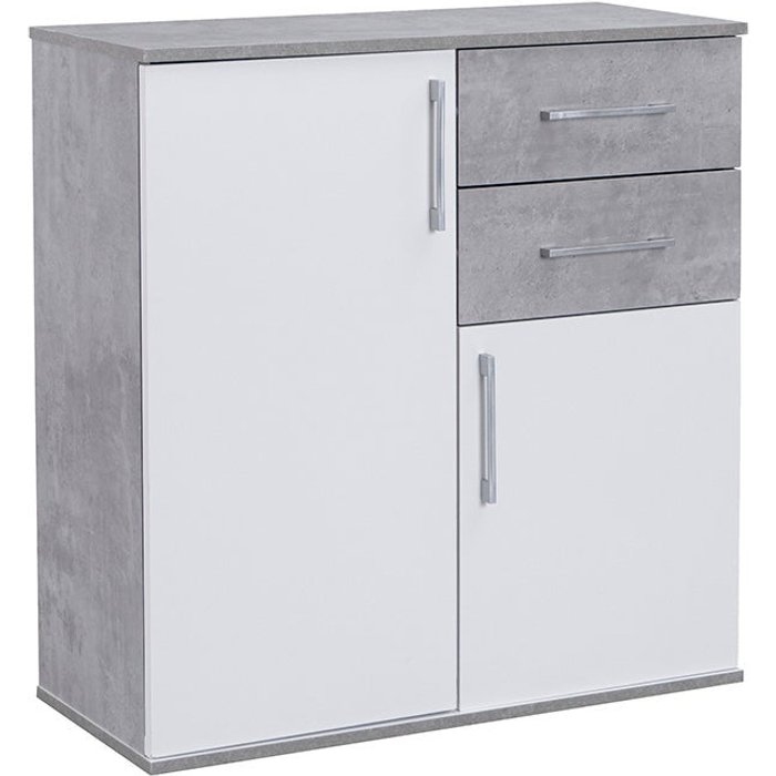 Comoda aparador joana 2 puertas y 2 cajones blanco y cemento 80x82 cm