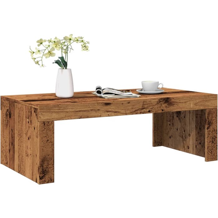 Mesa de centro de madera envejecida, 102x50x35 cm, madera de ingeniería.