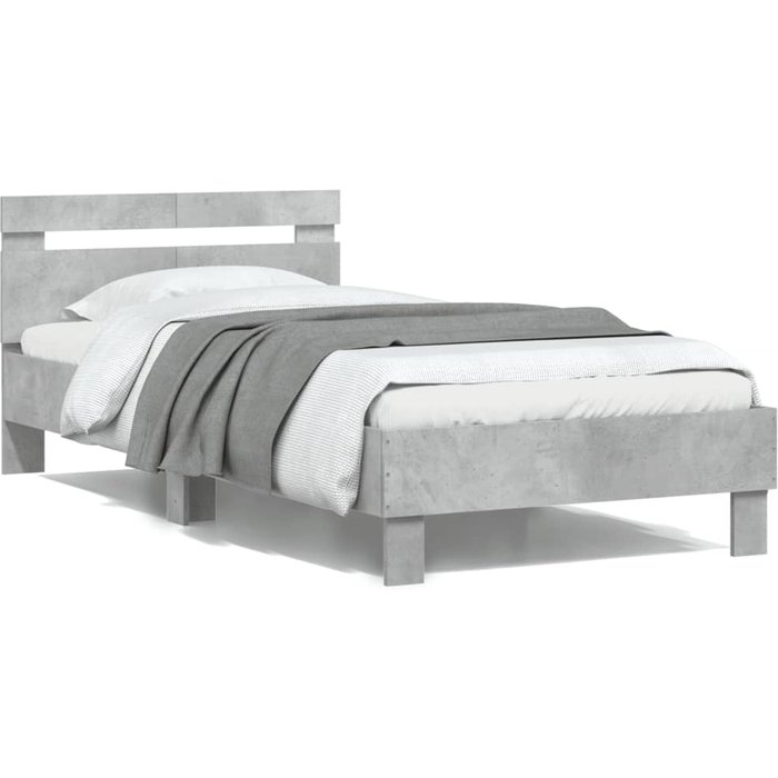 Vidaxl cama con cabecero madera de ingeniería gris hormigón 100x200 cm