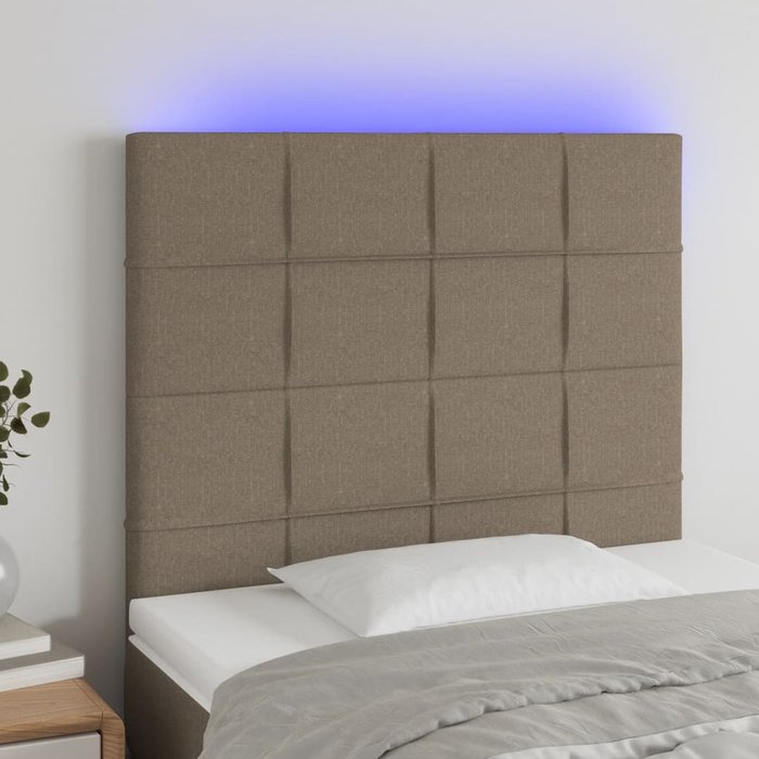 Cabecero con luces led tela gris taupe 90x5x118/128 cm
