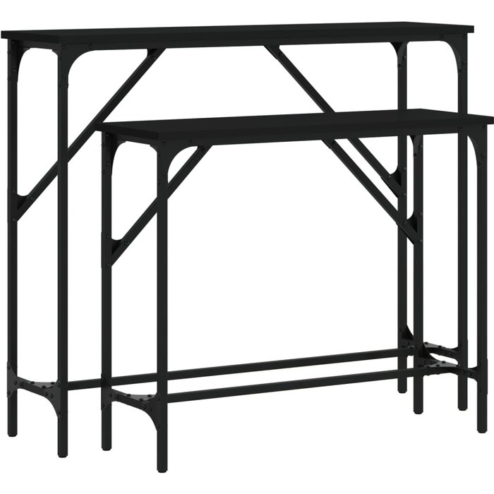 Mesas consolas 2 unidades madera de ingeniería negra - comfortxl