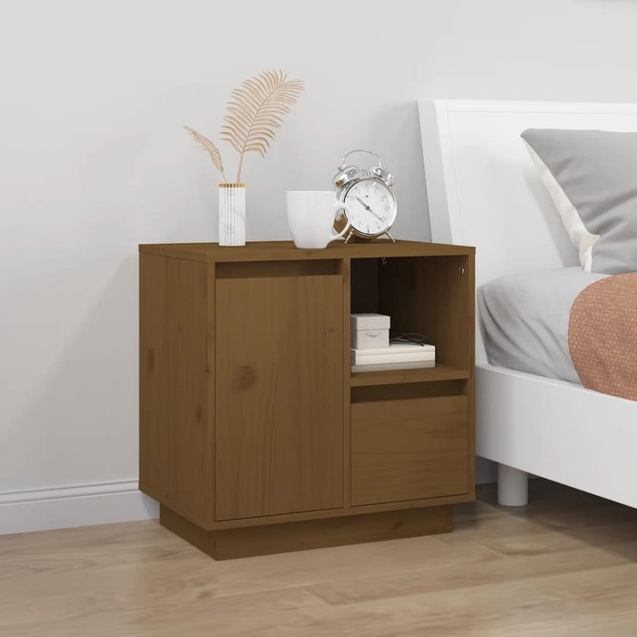 Maison exclusive - mesita de noche madera maciza de pino marrón miel 50x34x50 cm