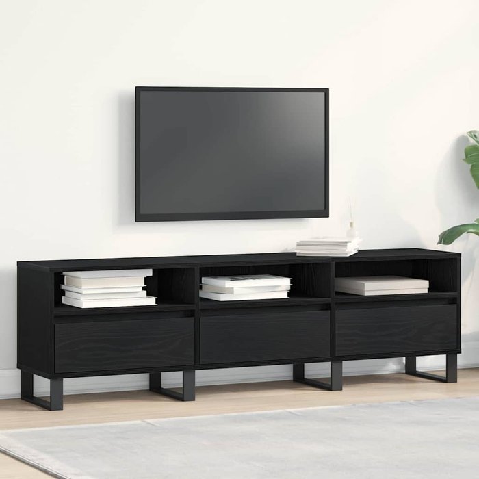 Gabinete de tv roble negro 150 x 30 x 44.5 cm