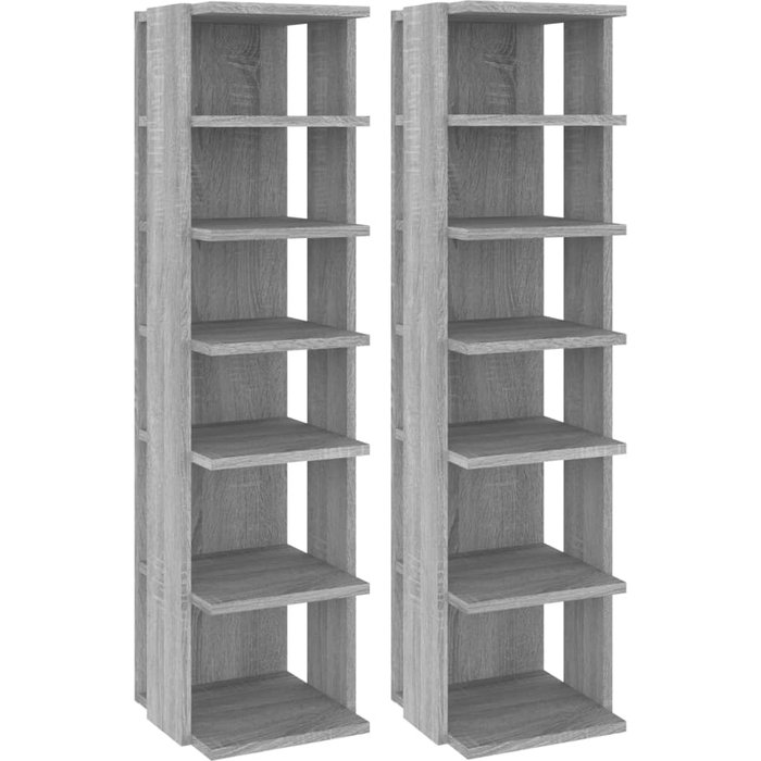 Zapateros 2 uds madera contrachapada gris sonoma 27,5x27x102 cm - comfortxl