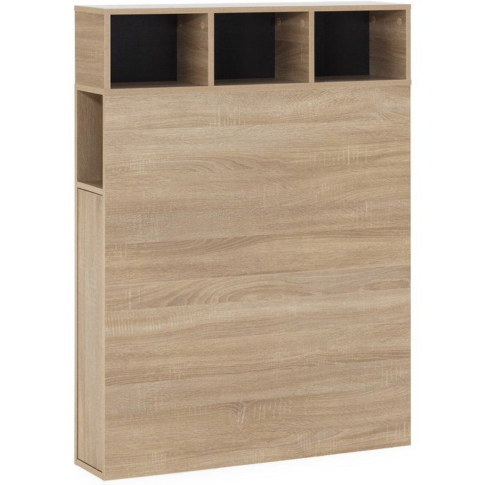 Cabecero de cama zeus 95 cm con almacenaje roble, 2 puertas 9 huecos