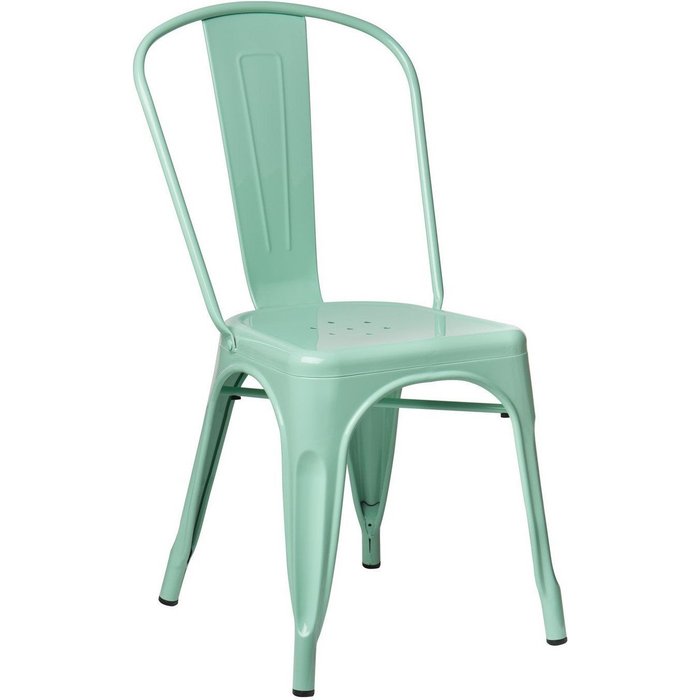 Silla industrial de acero brillante kontoir, negra-color verde pastel