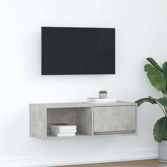 Mueble de tv de madera de ingeniería gris hormigón 80x31x25,5 cm