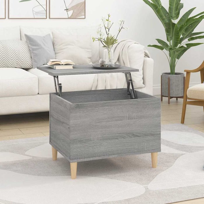 Mesa de centro sonoma, gris, 60x44,5x45 cm, madera de ingeniería.