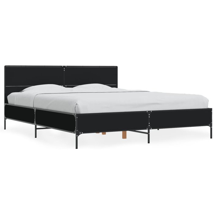 Vidaxl estructura de cama madera de ingeniería y metal negro 160x200cm