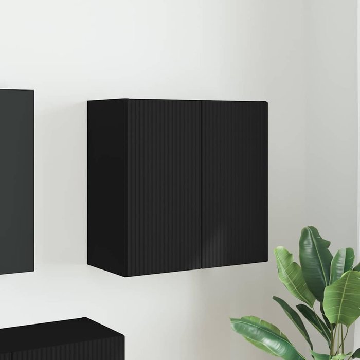 Mueble de tv de pared negro, 59,5 x 31 x 60 cm, madera de ingeniería