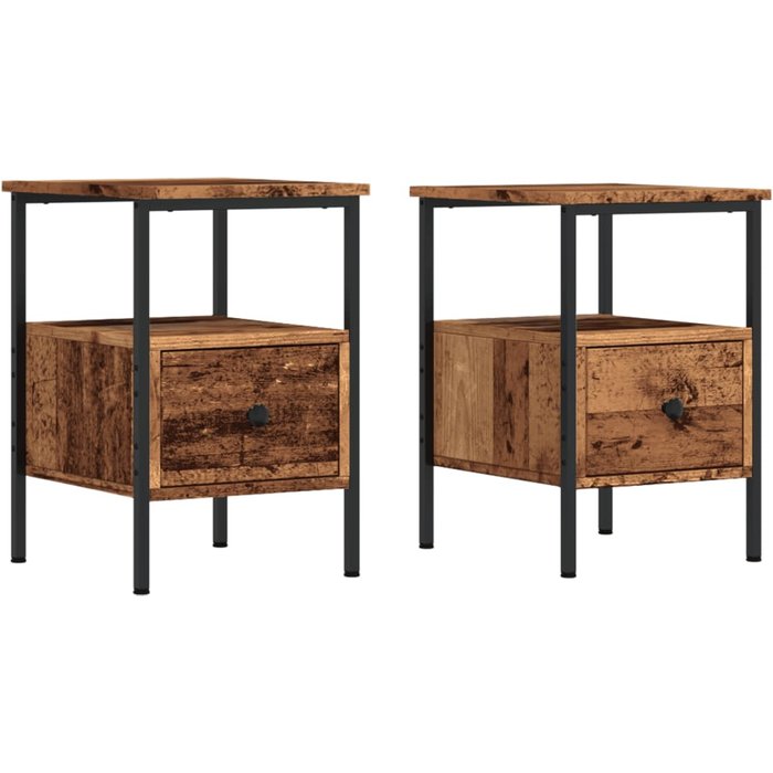 Mesitas de noche 2 uds madera ingeniería envejecida 34x36x50 cm - comfortxl